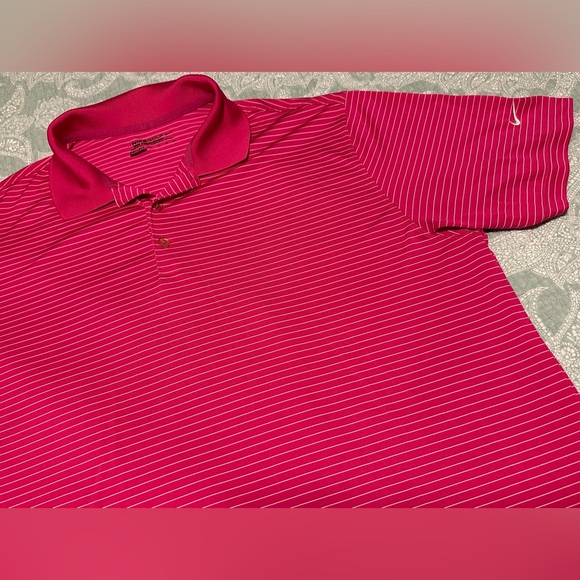 Nike Golf Tour Performance Dri-Fit Polo Pink & White Striped Mens Size XXL - Picture 1 of 7